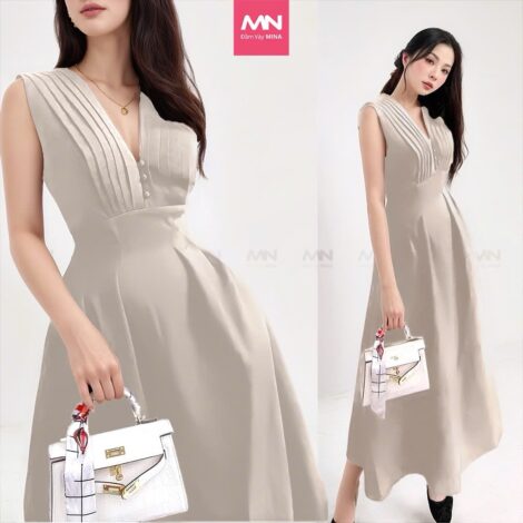 Đầm dự tiệc midi chất liệu Cotton - MN182