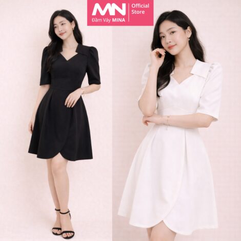 Đầm dự tiệc thiết kế dáng xoè vạt chéo chất liệu Cotton - MN210