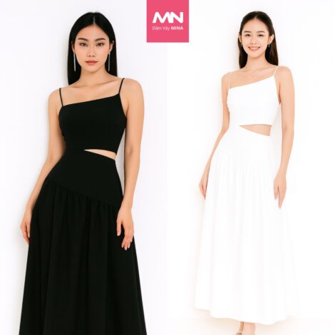 Đầm 2 dây dáng xoè midi quyến rũ chất liệu Cotton - MN225