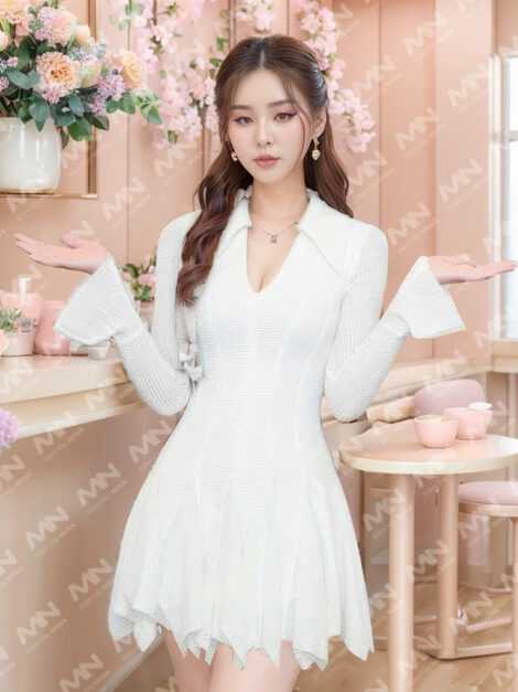 đầm ren tay dài