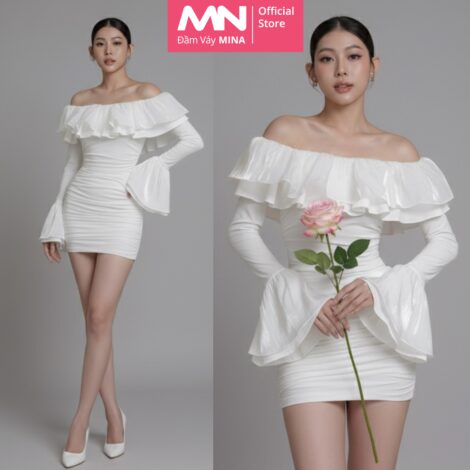 Đầm body dự tiệc MINA thiết kế trễ vai dáng ngắn chất liệu thun lazong – MN294T