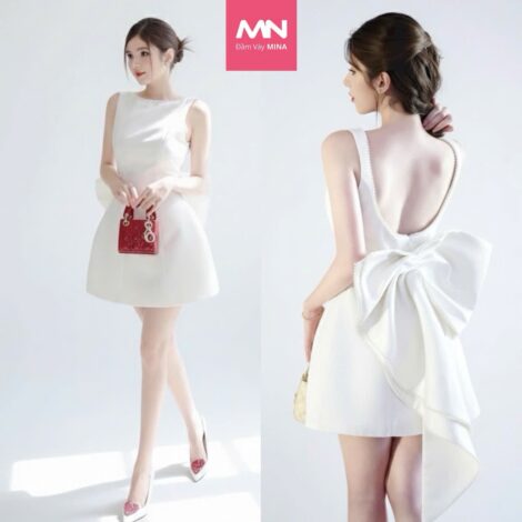Đầm dự tiệc thiết kế hở lưng MINA chất liệu taffta - MN308